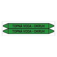 Značení potrubí, topná voda - okruh,2 ks, 450 × 52 mm